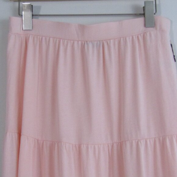 Crosby Midi Tiered Skirt Large Blush Pink Modal Feminine Modest Church Boho - Picture 3 of 10